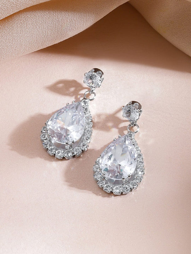 White Crystal Teardrop Necklace Set Jewellery Set