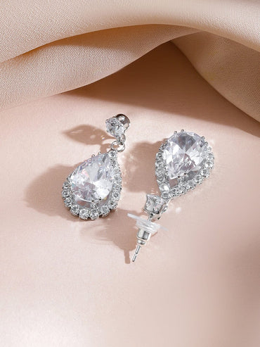 White Crystal Teardrop Necklace Set Jewellery Set