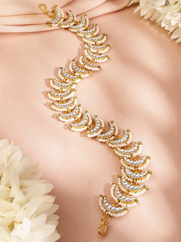 White Kundan Starfall Braid Brooch Head Jewellery