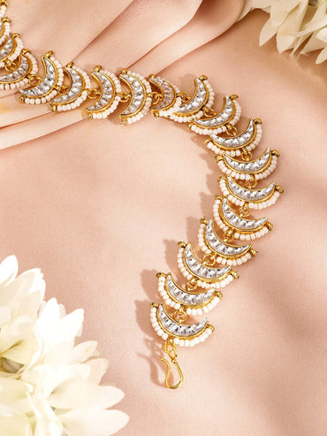 White Kundan Starfall Braid Brooch Head Jewellery