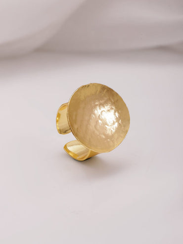 Women 18KT Gold Plated Brass Oval Shaped Finger Ring Rings