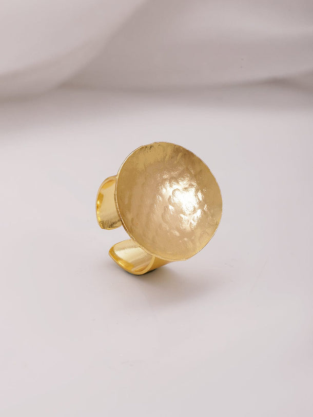 Women 18KT Gold Plated Brass Oval Shaped Finger Ring Rings