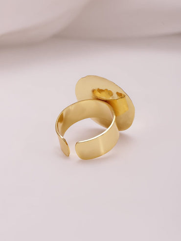 Women 18KT Gold Plated Brass Oval Shaped Finger Ring Rings