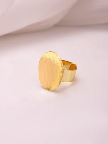 Women 18KT Gold Plated Brass Oval Shaped Finger Ring Rings