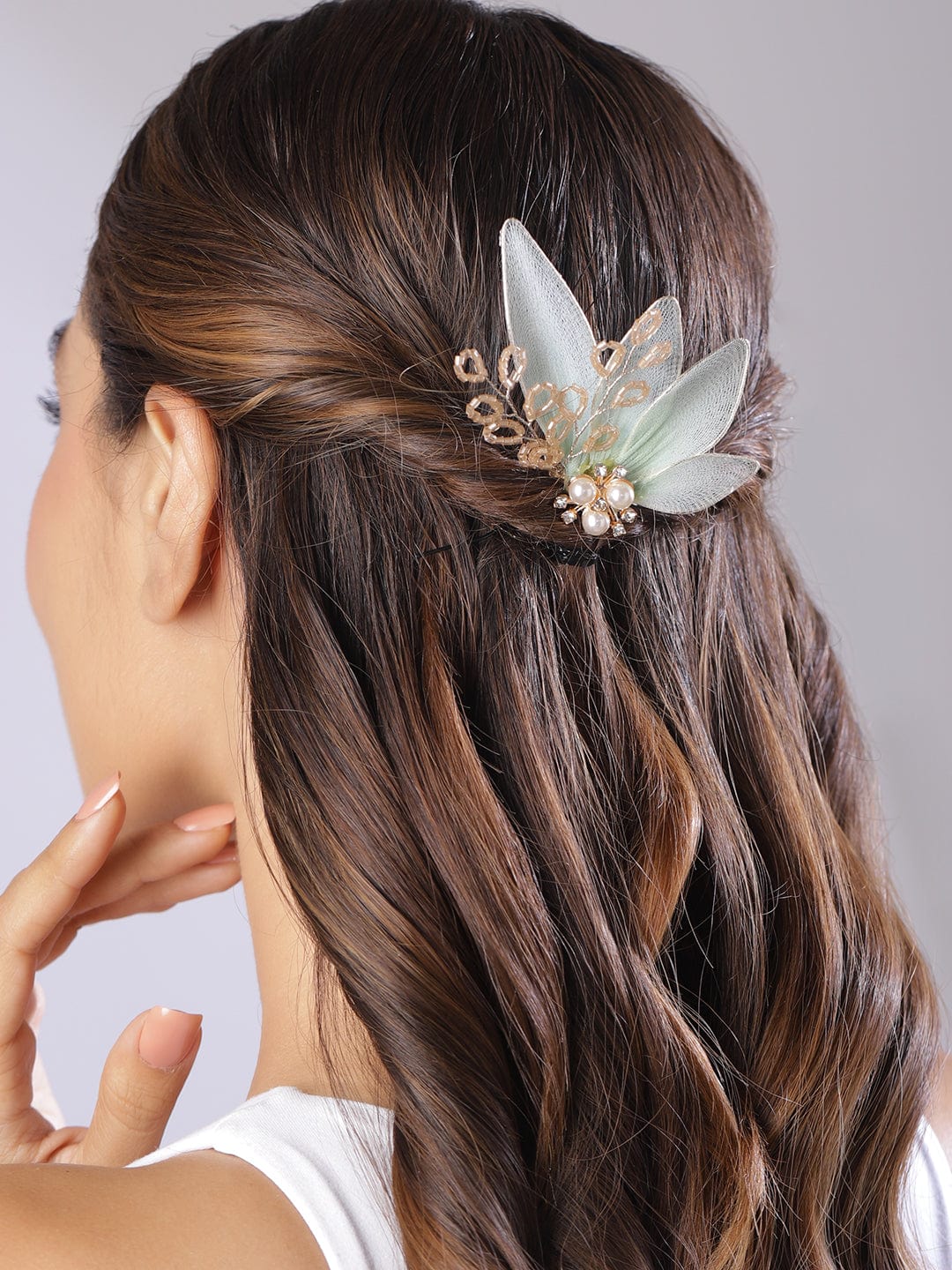 Women Gold Plated Butterfly Feather Hair Clip Hair Accessories