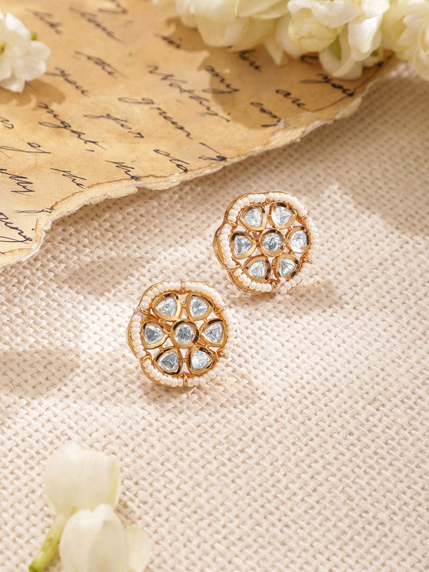 Women Gold Plated CZ Stone Studded Pendant Set pendent set