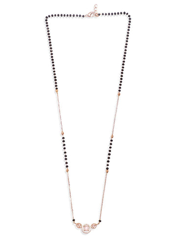 Women Rose Gold Plated Cubic Zirconia Studded Mangalsutra Mangalsutra