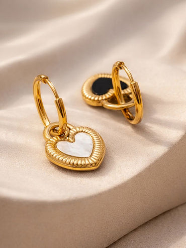 Demi Fine 18K Gold Plated Reversible Heart Drop Hoops | Anti Tarnish