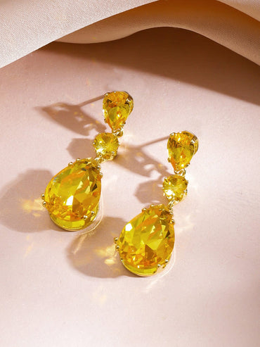 Yellow Raindrop Crystal Necklace Set Jewellery Set