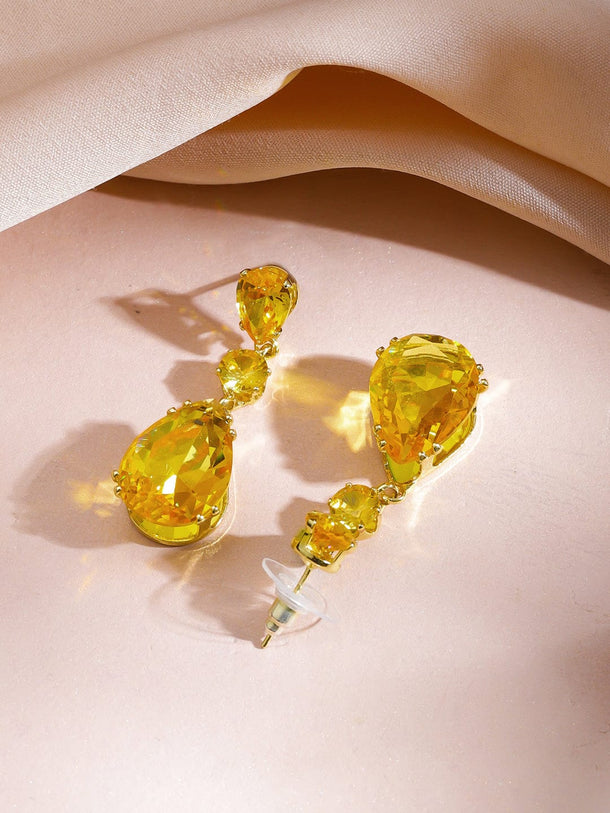 Yellow Raindrop Crystal Necklace Set Jewellery Set