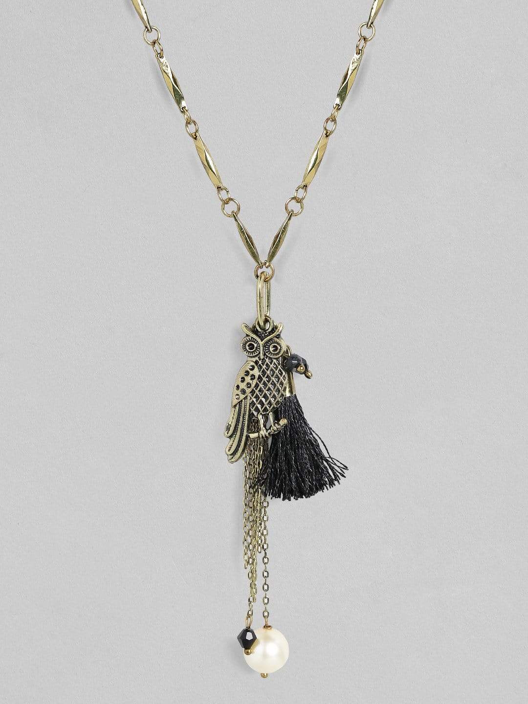 Antique Gold Plated Chain Tassel Pendant Boho Necklace Chain & Necklaces