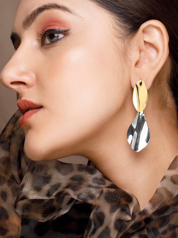 Gold-Toned & Silver-Toned Contemporary Drop Earrings Earrings