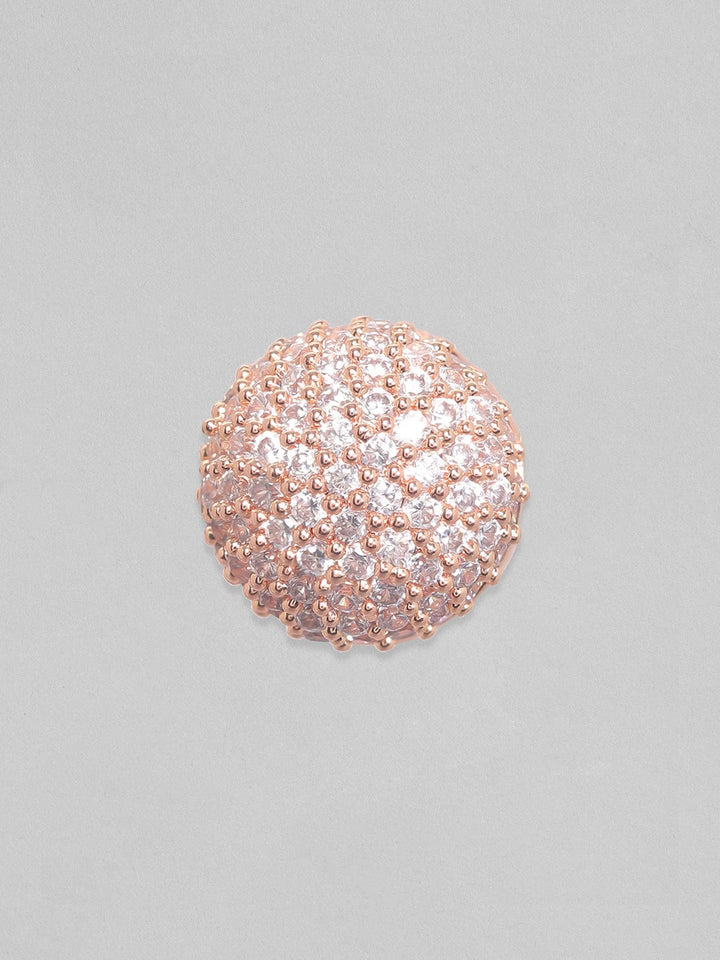 Rubans 18K Rose Gold Plated Pave Set Zricons Daily Wear Stud Earrings. Earrings