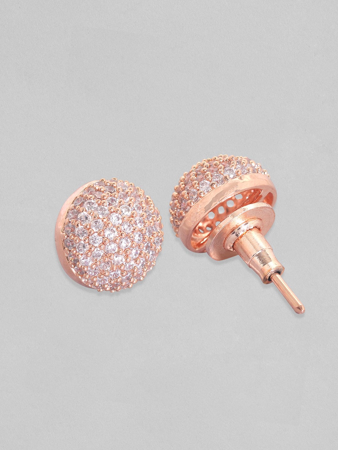 Rubans 18K Rose Gold Plated Pave Set Zricons Daily Wear Stud Earrings. Earrings