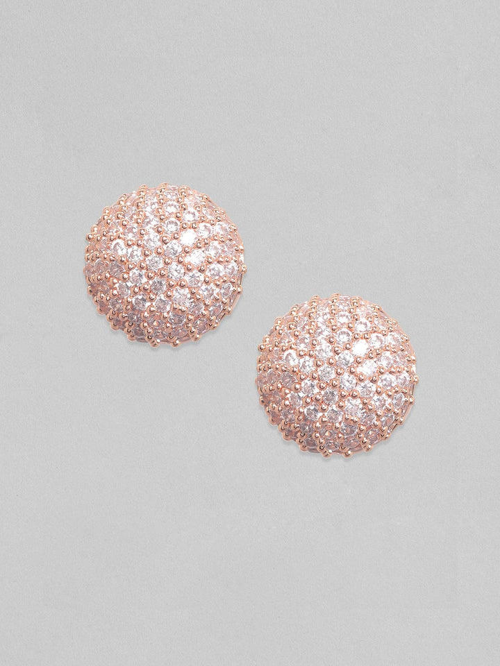 Rubans 18K Rose Gold Plated Pave Set Zricons Daily Wear Stud Earrings. Earrings