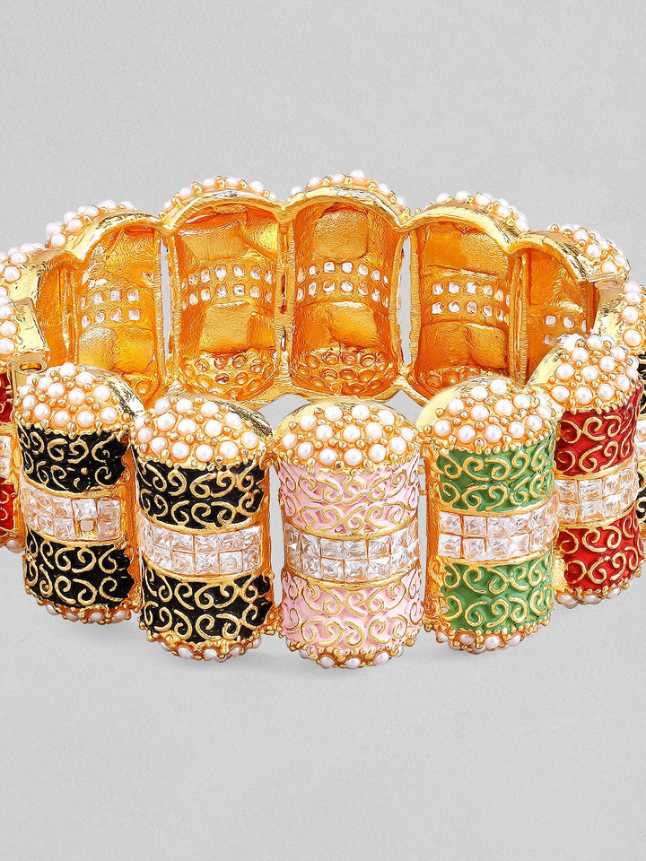 Rubans 22K Gold Plated Enamel Handpainted Multicolor Bracelet. Bangles & Bracelets