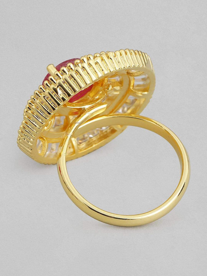 Rubans 22K Gold Plated Handcrafted AD Stone Adjustable Ring Rings