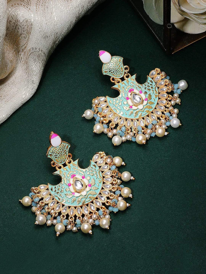 Rubans 22K Gold Plated  Handcrafted Enamel Chandbali  Earrings Earrings