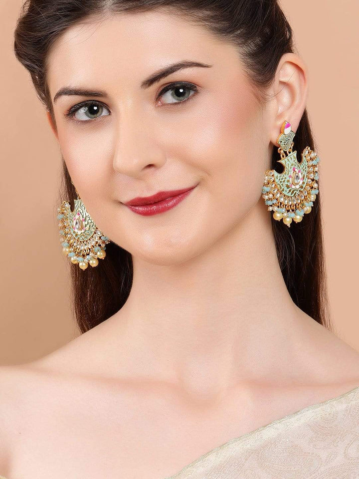 Rubans 22K Gold Plated  Handcrafted Enamel Chandbali  Earrings Earrings