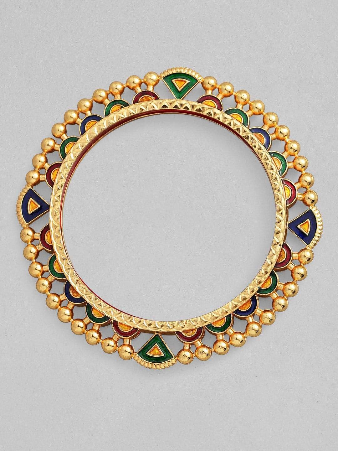 Rubans 22K Gold Plated Handcrafted Enamel Pacheli Set of 2 Bangles Bangles & Bracelets