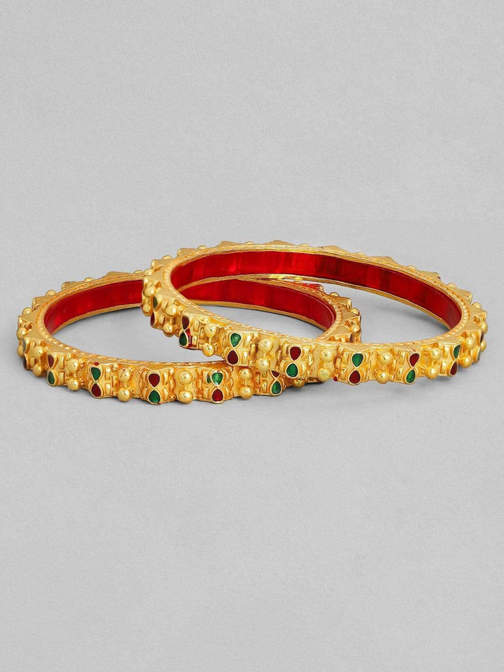 Rubans 22K Gold Plated Handcrafted Enamel Set of 2 Bangles Bangles & Bracelets