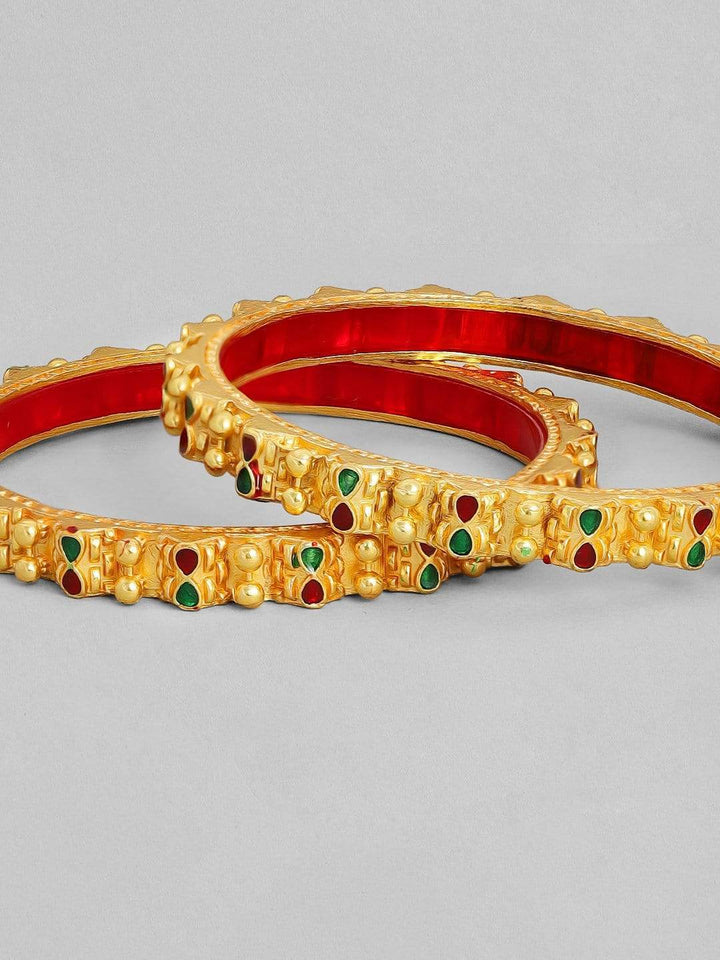 Rubans 22K Gold Plated Handcrafted Enamel Set of 2 Bangles Bangles & Bracelets