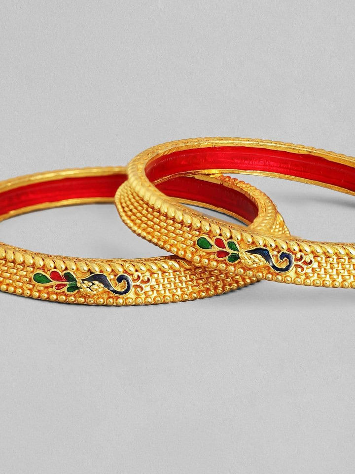 Rubans 22K Gold Plated Handcrafted Enamel Set of 2 Bangles Bangles & Bracelets