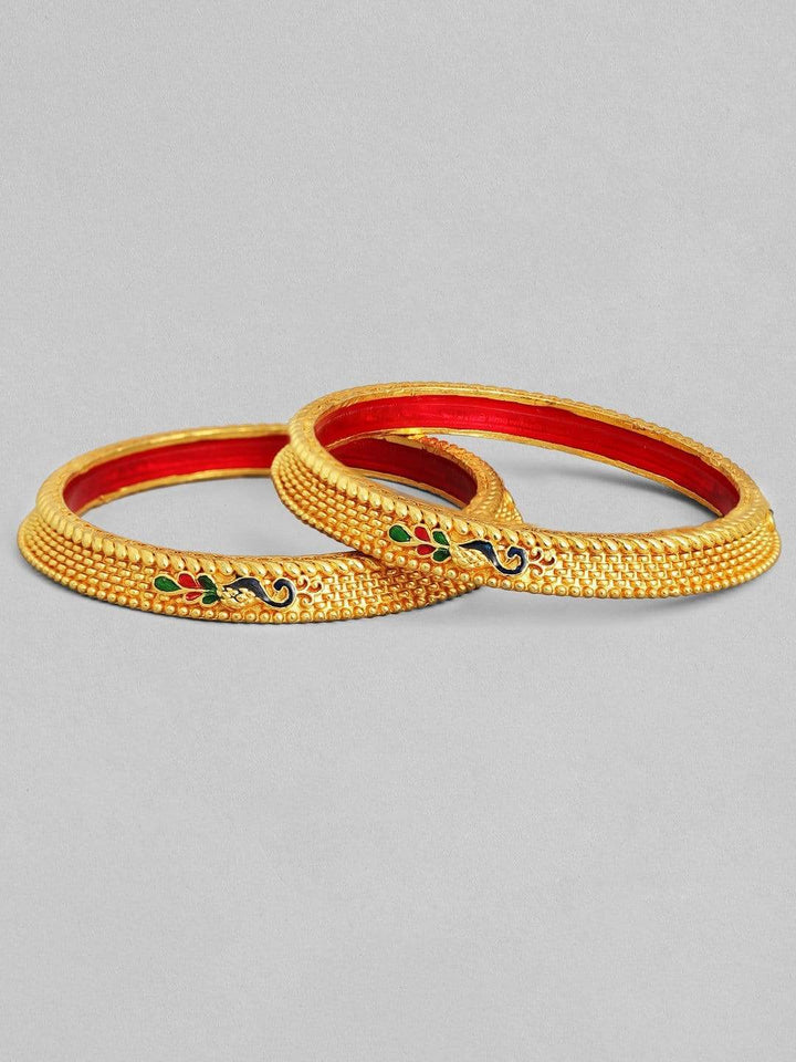 Rubans 22K Gold Plated Handcrafted Enamel Set of 2 Bangles Bangles & Bracelets
