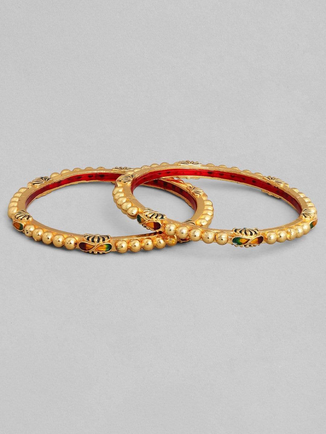 Rubans 22K Gold Plated Handcrafted Enamel Set of 2 Bangles Bangles & Bracelets