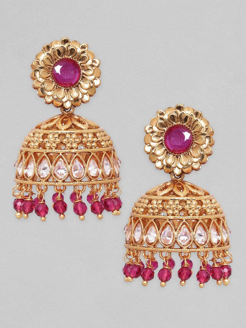 Rubans 22K Gold Plated Handcrafted Filigree Jhumka Earrings Earrings