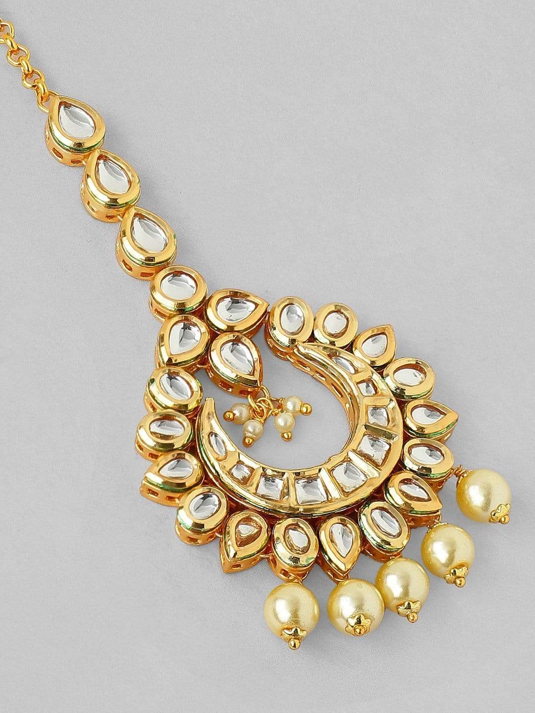 Rubans 22K Gold Plated Handcrafted Kundan  Maangtikka HEAD JEWELLERY