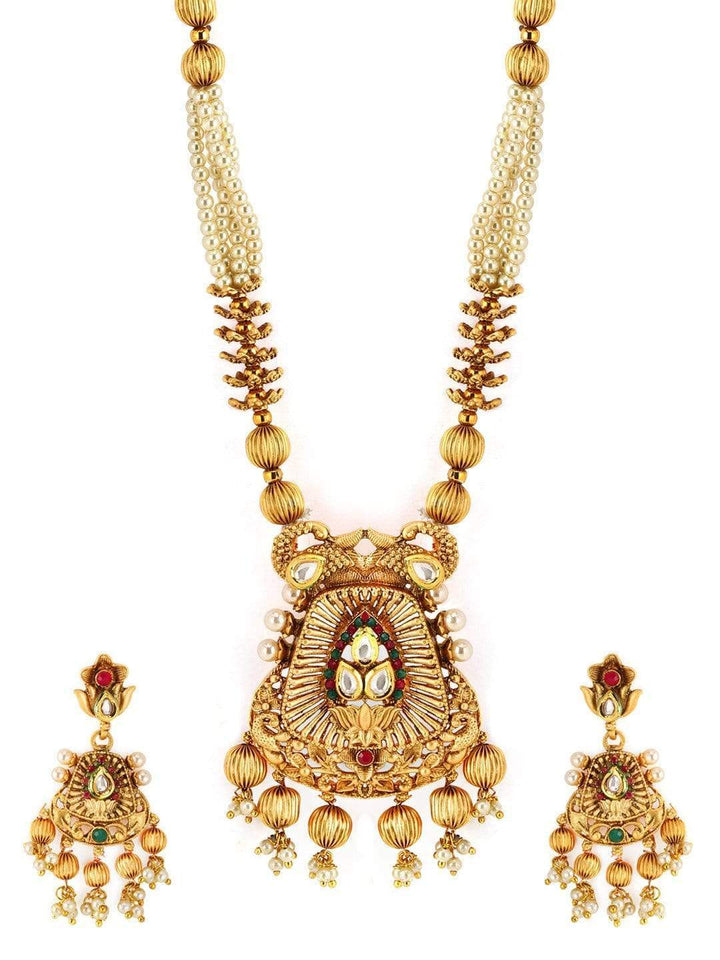 Rubans 22K Gold Plated Traditional Pendant Set Necklace Set