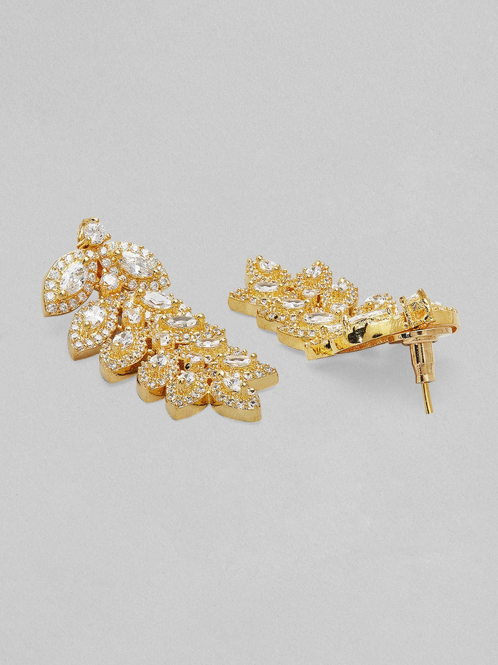 Rubans 24k Gold-Plated Floral & Leaf Design AD Studded Necklace Jewellery Set Necklace Set