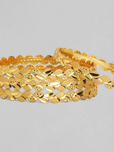 Rubans 24K Gold Plated Handcrafted Filigree Set of 4 Bangles Bangles & Bracelets