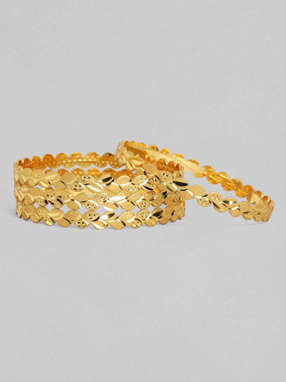 Rubans 24K Gold Plated Handcrafted Filigree Set of 4 Bangles Bangles & Bracelets