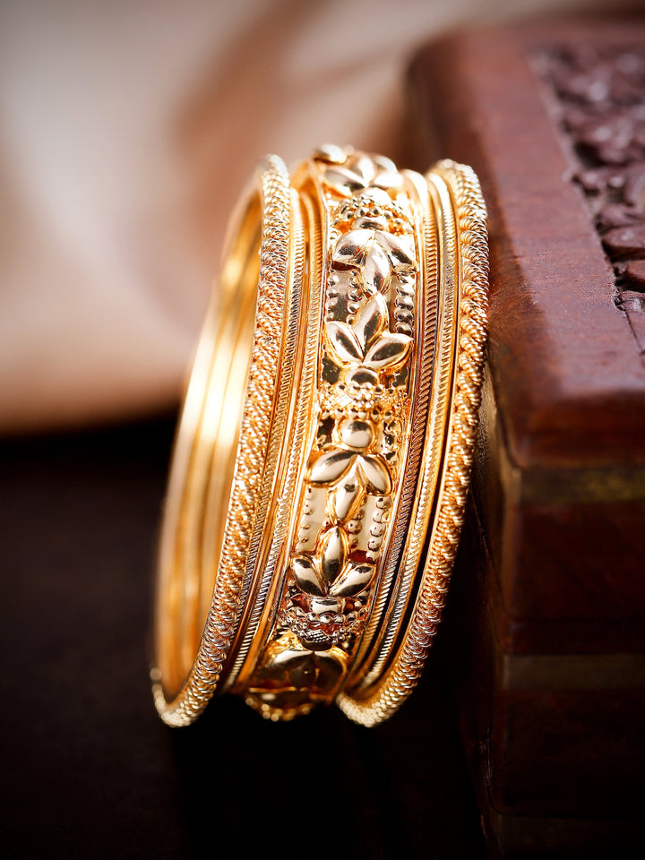 Rubans 24K Gold Plated Handcrafted Set Of 6 Bangles. Bangles & Bracelets