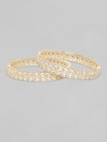 Rubans 24K Gold Plated Kundan & Zircons Studded Bangles. Bangles & Bracelets
