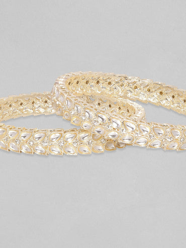Rubans 24K Gold Plated Kundan & Zircons Studded Bangles. Bangles & Bracelets