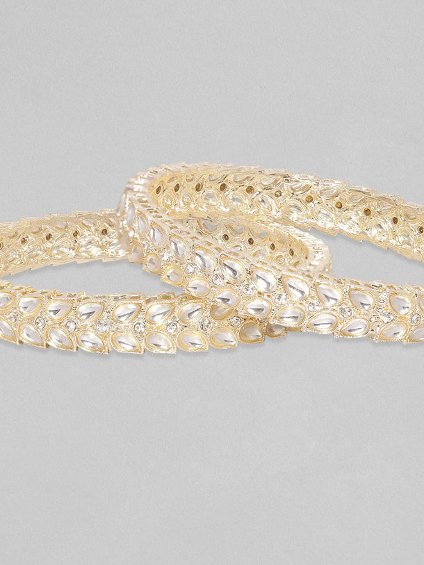 Rubans 24K Gold Plated Kundan & Zircons Studded Bangles. Bangles & Bracelets
