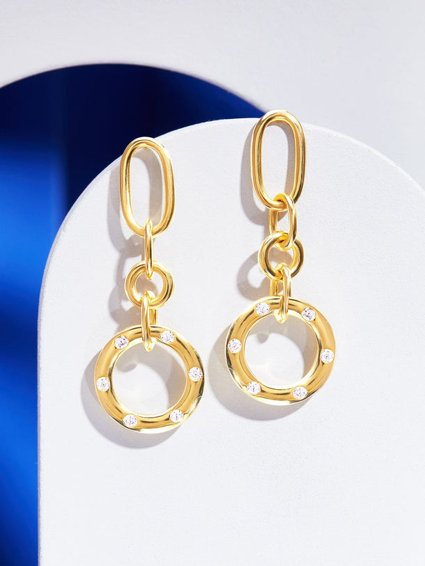 Rubans 925 Silver The Interlinked Element Drop Earrings.- Gold Plated Earrings