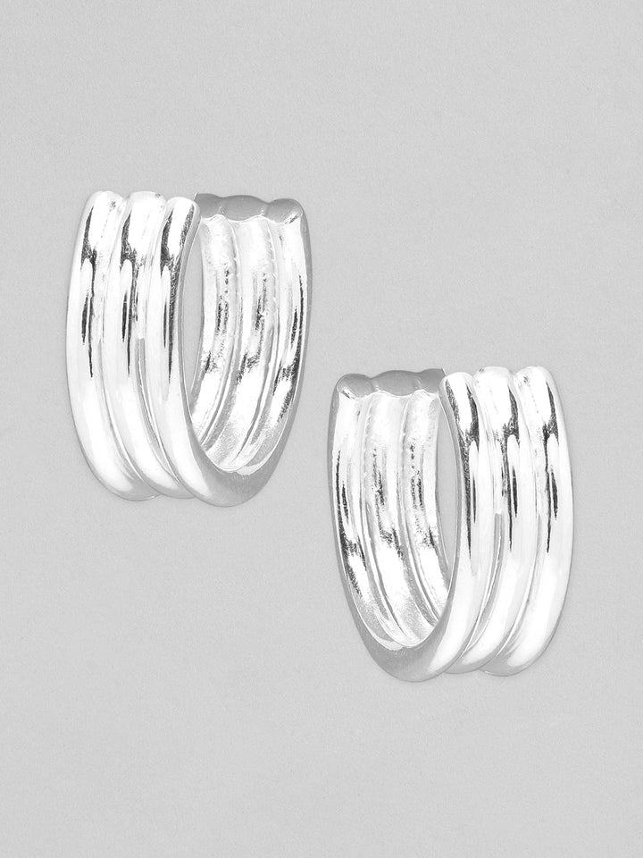 Rubans 925 Silver The Offset Classic Siler Hoop Earrings. Earrings