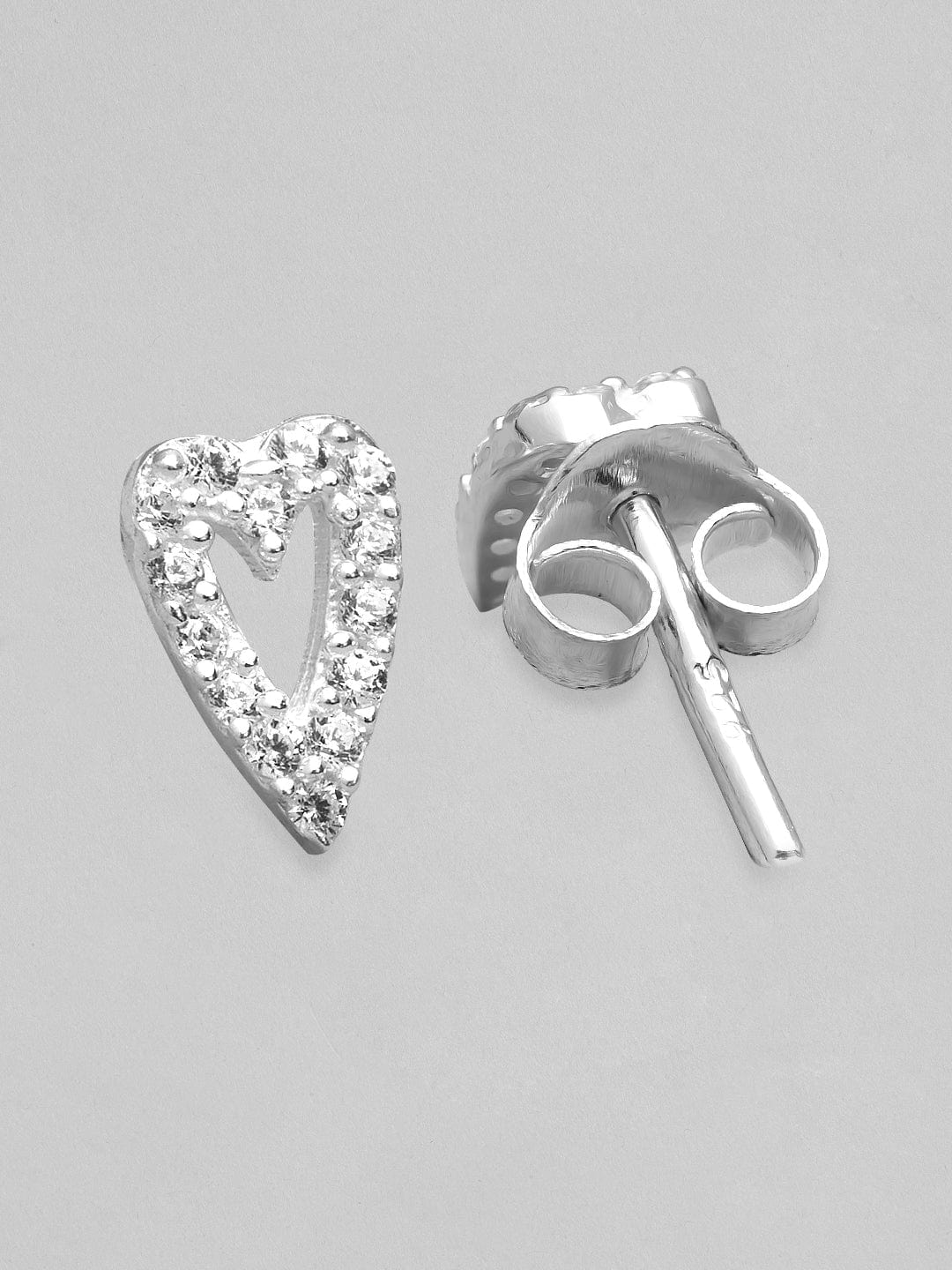 Rubans 925 Silver The Sparkling Silver Heart Stud Earrings. Earrings