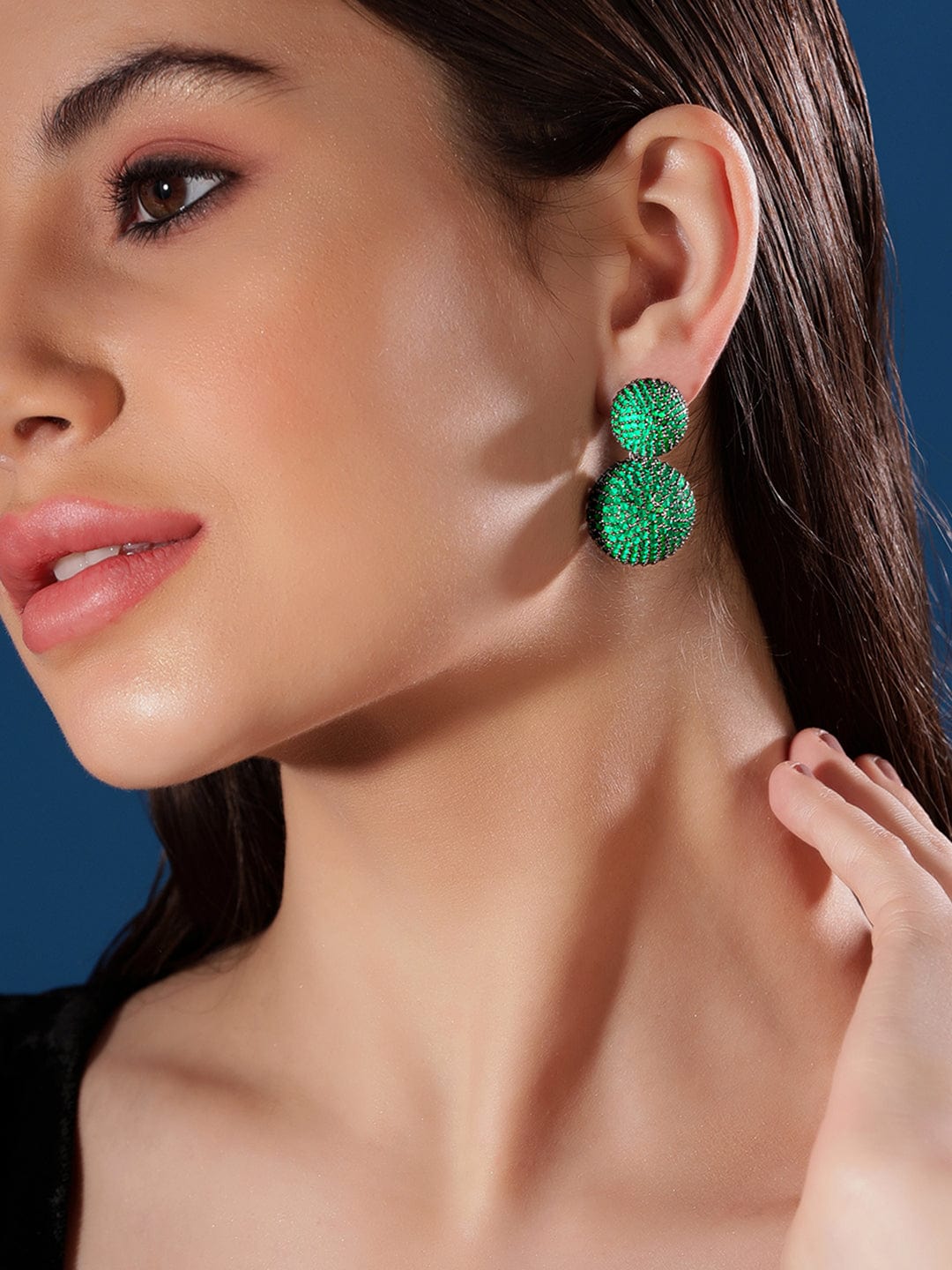 Rubans AD Green Stone Drop Earrings Earrings