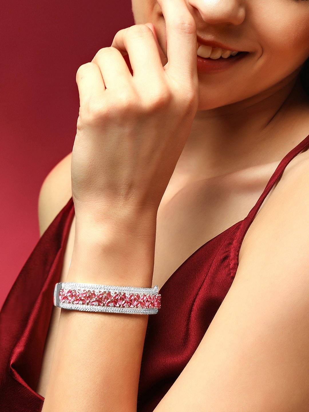 Rubans AD Pink Stone Rail Bracelet Bangles & Bracelets