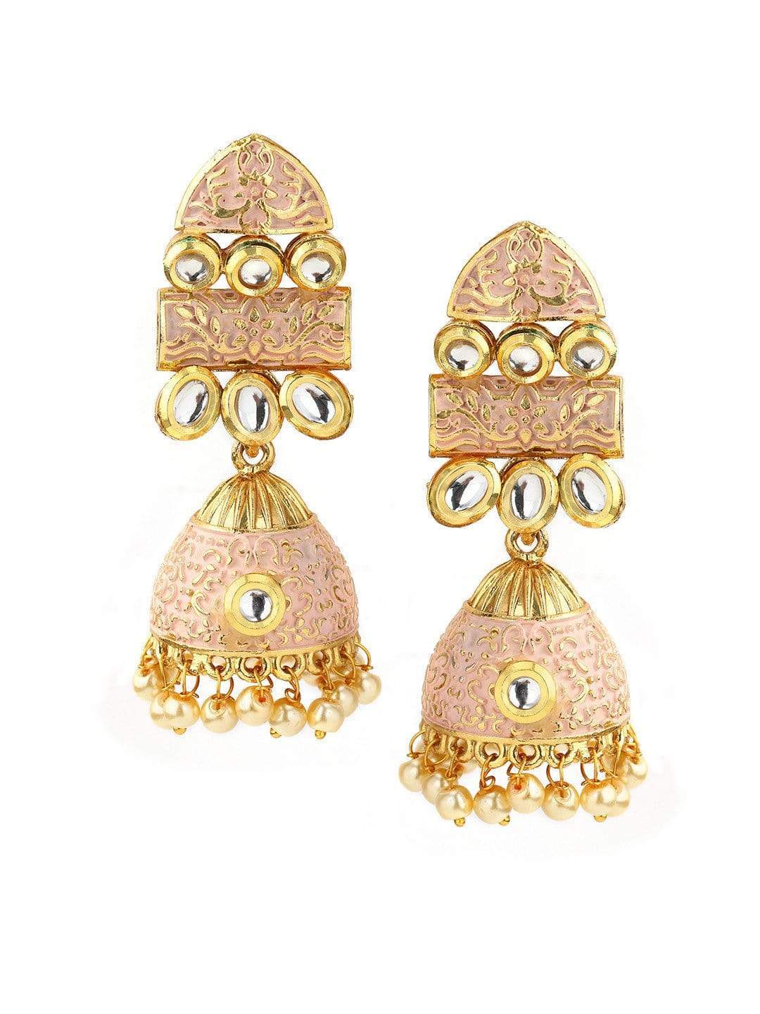 Rubans Enamel Gold-Toned Jhumka Earrings Earrings