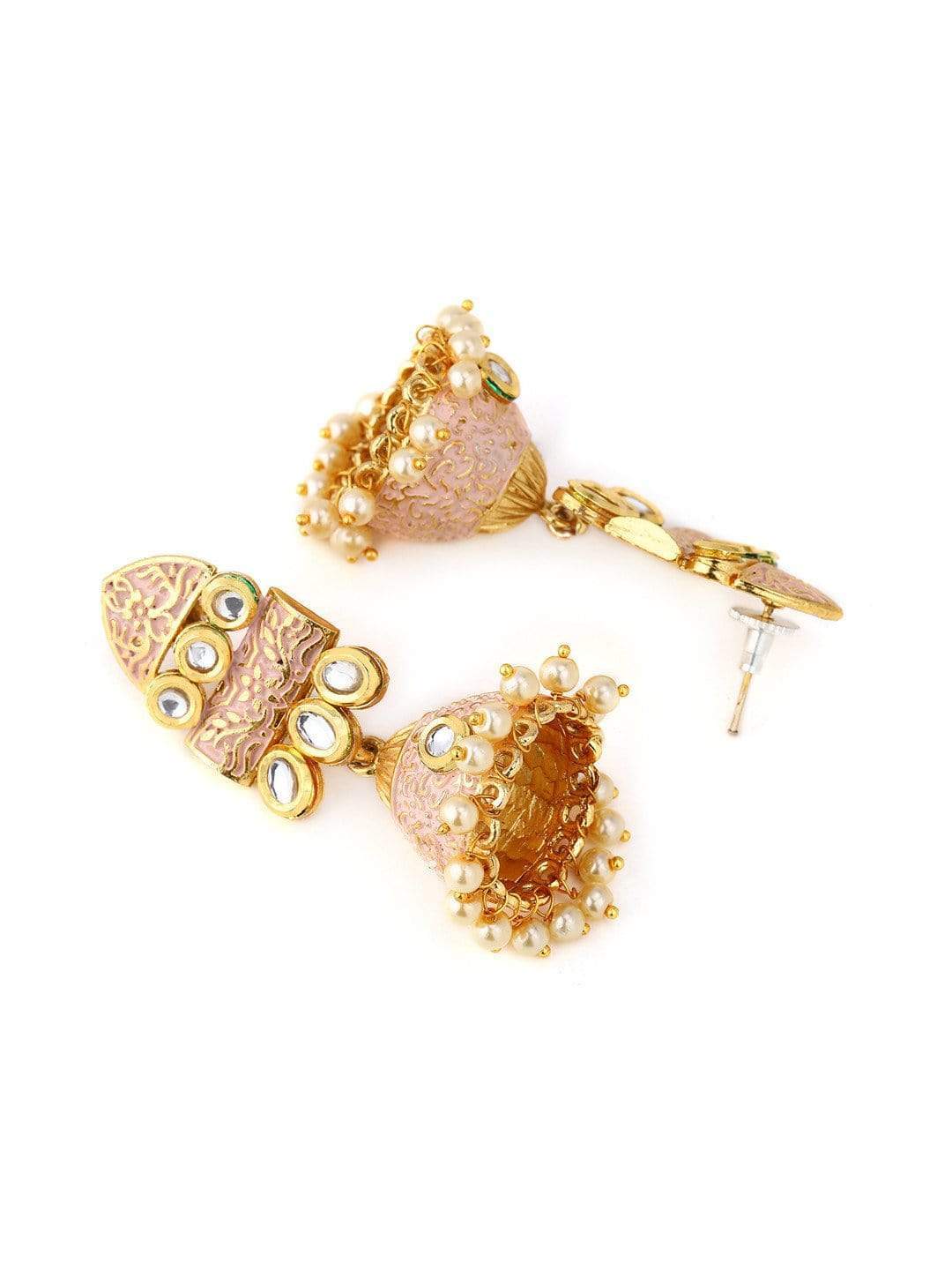 Rubans Enamel Gold-Toned Jhumka Earrings Earrings