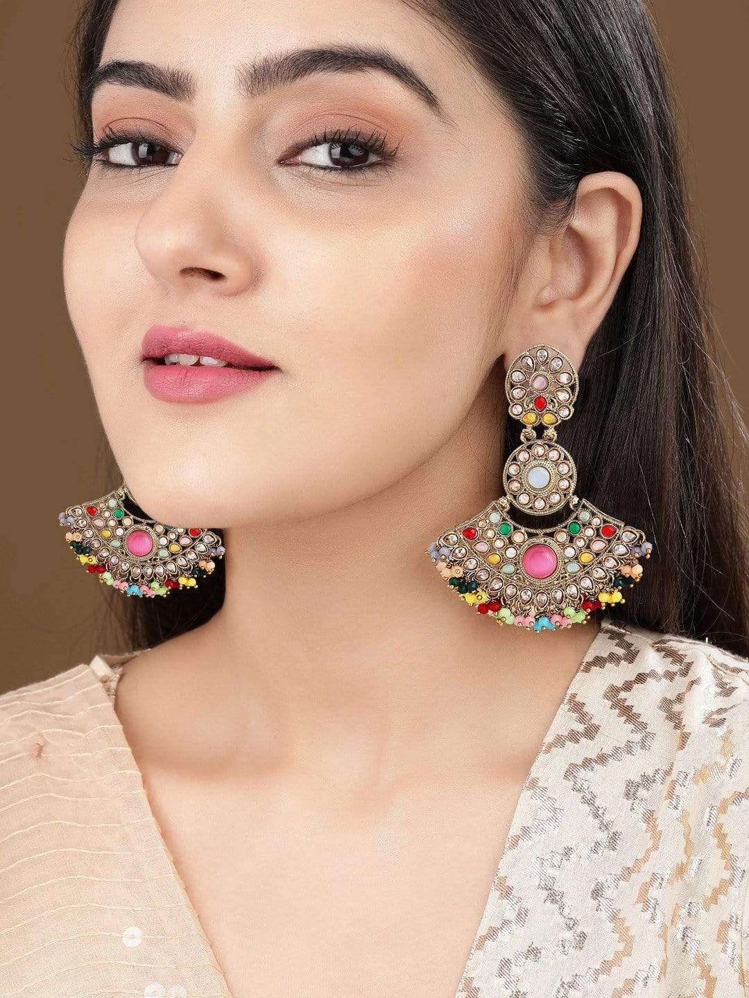 Rubans Gold Plated AD Studded Earrings Earrings