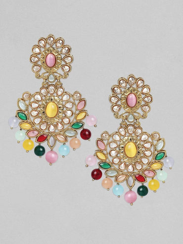 Rubans Gold Plated AD with Beads Earrings Earrings