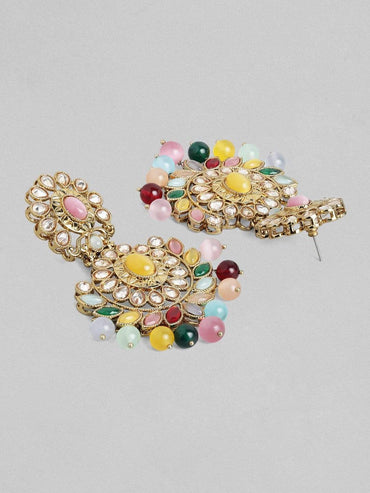 Rubans Gold Plated AD with Beads Earrings Earrings
