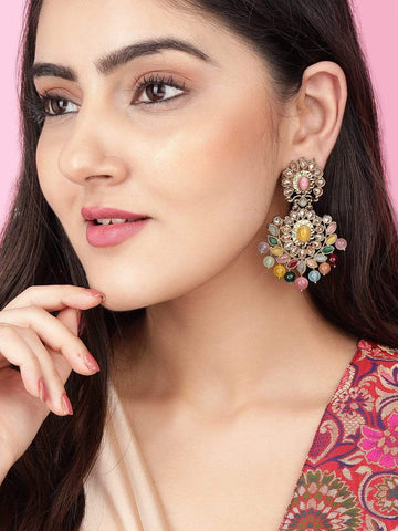 Rubans Gold Plated AD with Beads Earrings Earrings